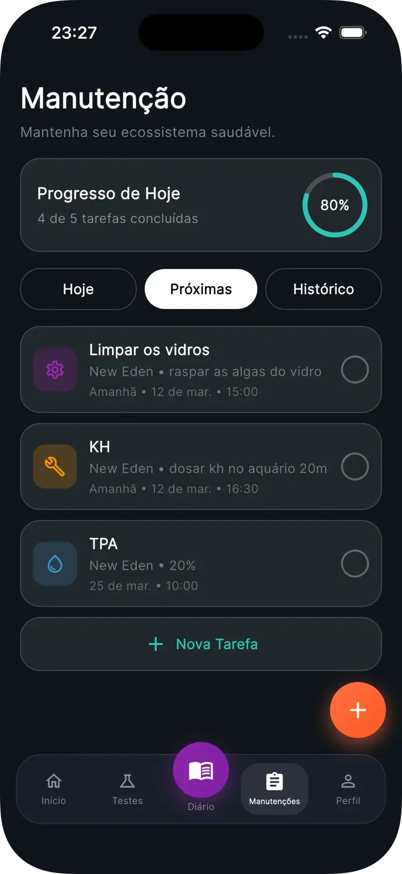 ReefFlow - Como agendar manutenção do aquário e evitar tarefas esquecidas